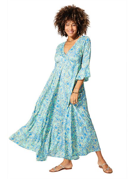 Aller Simplement Sukienka w kolorze niebiesko-turkusowym rozmiar: 38/40. Niebieskie sukienki Aller Simplement, bez wzorów, klasyczne, bez kołnierzyka, bez ramiączek, maxi. Za 74,46 zł.