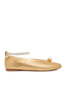 GINO ROSSI Baleriny CEO-ROSE-LT1670-9 Złoty. Żółte balerinki Gino Rossi, bez wzorów, ze skóry, bez obcasa, bez zapięcia. Za 349,99 zł.
