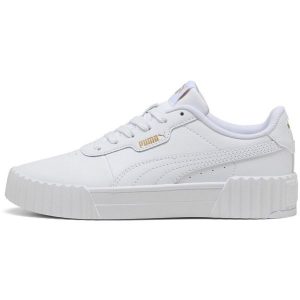 Adidasy Puma Carina 3.0 Jr, Dla obu płci. Białe buty sportowe Puma, bez wzorów, ze skóry ekologicznej, bez zapięcia. Za 290,00 zł.