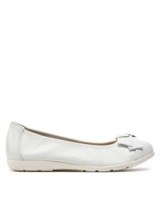 Caprice Baleriny 9-22153-42 Biały. Białe balerinki Caprice, bez wzorów, ze skóry, bez obcasa, bez zapięcia. Za 274,99 zł.