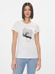 Liu Jo T-Shirt WA4034 JS923 Biały Regular Fit. Białe t-shirty Liu Jo, xs, bez wzorów, z bawełny, bez kołnierzyka, bez ramiączek. Za 199,99 zł.