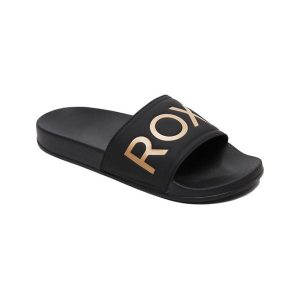 Klapki basenowe damskie Roxy SLIPPY II. Żółte klapki Roxy, bez wzorów, z materiału, bez obcasa. Za 109,99 zł.