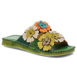 Klapki damskie Artiker, cholewka ze skóry naturalnej licowej wsuwany fason na płaskiej podeszwie, zielone, 58C1006. Zielone klapki ARTIKER, bez wzorów, ze skóry, bez obcasa, na płaskiej podeszwie. Za 269,00 zł.