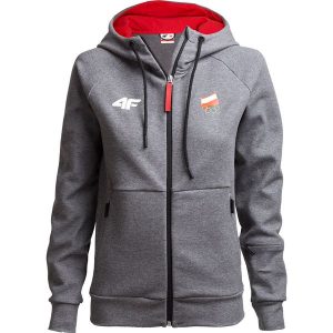 Bluza damska Polska Pyeongchang 2018 BLD901 - szary melanż. Szare bluzy marki 4f, na zimę, melanż, z bawełny. W wyprzedaży za 199,99 zł.