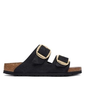 Klapki Birkenstock. Czarne klapki Birkenstock, bez wzorów, bez obcasa. Za 485,99 zł.