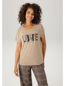 Aniston Koszulka w kolorze beżowym rozmiar: 40. Brązowe bluzki Aniston, bez wzorów, bez kołnierzyka, bez ramiączek. Za 43,57 zł.