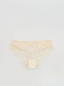 Koronkowe majtki figi - złamana biel. Figi Reserved, bez wzorów, z koronki. Za 39,99 zł.