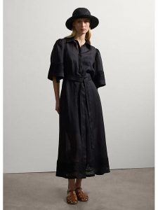 STEFANEL Sukienka w kolorze czarnym rozmiar: S. Czarne sukienki Stefanel, na co dzień, s, bez wzorów, z tkaniny, bez kołnierzyka, bez ramiączek, midi, proste. Za 369,99 zł.