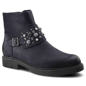 Granatowe Botki Damskie Carinii Wygodne Buty. Niebieskie botki Carinii, bez wzorów, z jeansu, bez obcasa, na płaskiej podeszwie, bez zapięcia. Za 329,00 zł.