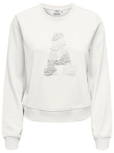 ONLY Bluza w kolorze białym rozmiar: XL. Białe bluzy ONLY, xl, z aplikacjami, bez kaptura. Za 79,03 zł.