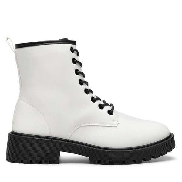 Trzewiki Jenny Fairy. Białe botki Jenny Fairy, bez wzorów, bez obcasa, na płaskiej podeszwie, bez zapięcia. Za 99,99 zł.