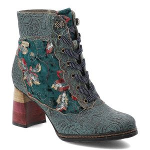 Turkusowe Botki Laura Vita Eleganckie Obuwie Damskie Na Obcasie. Niebieskie botki LAURA VITA, z aplikacjami, ze skóry, bez obcasa, na obcasie, bez zapięcia. Za 424,99 zł.
