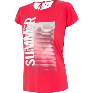T-shirt damski TSD016 - czerwony. Czerwone t-shirty marki 4f, z nadrukiem, z bawełny, z krótkim rękawem. W wyprzedaży za 49,99 zł.