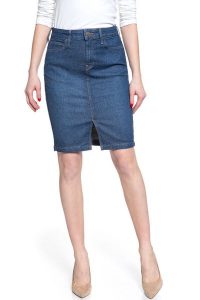 SPÓDNICA JEANSOWA LEE PENCIL SKIRT DARK GARNER L38GDJUV 112108166. Niebieskie spódnice Lee, l, bez wzorów, z jeansu. Za 159,99 zł.