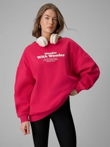 4F Bluza dresowa oversize bez kaptura damska - różowa XL. Czerwone bluzy 4f, xl, bez wzorów, z dresówki, bez kaptura. Za 159,99 zł.