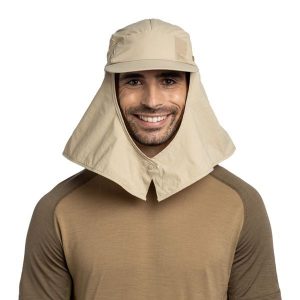 Czapka trekkingowa ochronna z daszkiem Desert Cap. Szare czapki Buff, bez wzorów, z materiału. Za 99,65 zł.