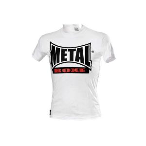 Koszulka z krótkim rękawem Metal Boxe new visual. Białe bluzki METAL BOXE, xs, bez wzorów, sportowe, bez kołnierzyka, bez ramiączek. Za 152,50 zł.