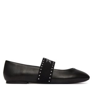 Baleriny KARL LAGERFELD. Czarne balerinki KARL LAGERFELD, bez wzorów, bez obcasa, bez zapięcia. Za 499,99 zł.