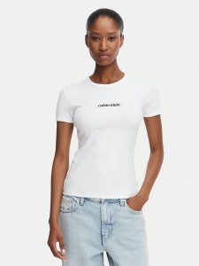 Calvin Klein Jeans T-Shirt LV047G816G Biały Slim Fit. Białe t-shirty Calvin Klein Jeans, xl, bez wzorów, z bawełny, bez kołnierzyka, bez ramiączek. Za 229,99 zł.