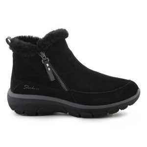Buty Skechers Easy Going Cool Zip! 167862-BLK czarne. Czarne botki bez wzorów, z materiału, bez obcasa, bez zapięcia. Za 517,53 zł.