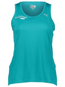 Puma Top funkcyjny "Running" w kolorze turkusowym rozmiar: XS. Niebieskie topy Puma, xs, bez wzorów, bez kołnierzyka, bez ramiączek. Za 46,45 zł.