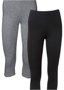 Legginsy rybaczki (2 pary). Szare legginsy bonprix, bez wzorów. Za 79,99 zł.