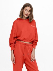 ONLY Bluza 15239888 Pomarańczowy Regular Fit. Brązowe bluzy ONLY, m, bez wzorów, z bawełny, bez kaptura. Za 169,99 zł.