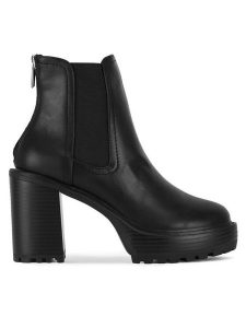 Nine West Botki WFA3374-1 Czarny. Czarne botki Nine West, bez wzorów, z materiału, bez obcasa, na słupku, bez zapięcia. Za 299,99 zł.