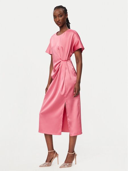 Rinascimento Sukienka koktajlowa CFC0127457003 Różowy Regular Fit. Czerwone kombinezony Rinascimento, xl, bez wzorów, z syntetyku, wizytowe, bez kołnierzyka, bez ramiączek. Za 449,99 zł.