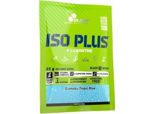 Iso Plus + L-Carnitine OLIMP 35g saszetka Pomarańcza. Niebieskie nerki i saszetki OLIMP SPORT, bez wzorów, z gumy. Za 5,99 zł.