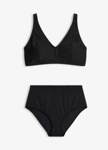 Bikini z dekoltem w serek (komplet 2-cz.). Czarne bikini bonprix, bez wzorów. Za 114,99 zł.