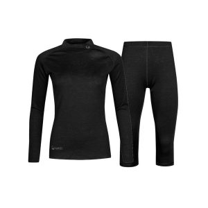 Komplet termoaktywny 3/4 damski Halti Neva Merino. Czarne komplety bielizny HALTI, bez wzorów. Za 499,99 zł.