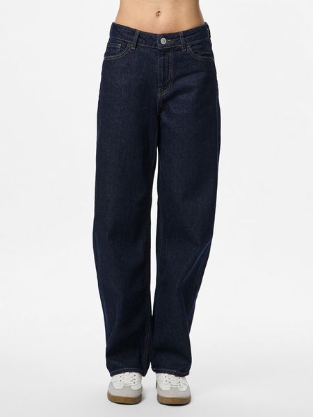 Pieces Dżinsy - Barrel fit - w kolorze granatowym rozmiar: W27/L32. Niebieskie jeansy Pieces, z aplikacjami, ze skóry. Za 144,95 zł.