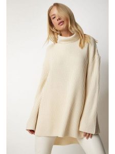 Happiness Istanbul Sweter w kolorze beżowym rozmiar: onesize. Brązowe golfy Happiness Istanbul, bez wzorów, ze splotem. Za 84,01 zł.