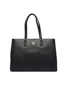 Tommy Hilfiger Torebka Th Daily Tote Mono AW0AW18417 Czarny. Czarne shopper bag TOMMY HILFIGER, bez wzorów, ze skóry, bez dodatków. Za 699,99 zł.