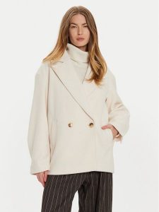 Gina Tricot Płaszcz przejściowy 22830 Biały Regular Fit. Białe płaszcze Gina Tricot, s, bez wzorów, z syntetyku, bez kaptura. Za 219,99 zł.