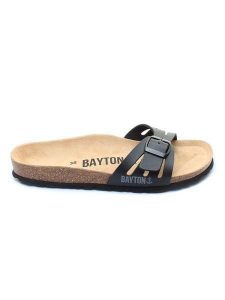 BAYTON Klapki "Athena" w kolorze czarnym rozmiar: 42. Czarne klapki Bayton, bez wzorów, z otwartym noskiem, bez obcasa. Za 184,95 zł.