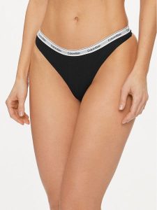Calvin Klein Underwear Stringi 000QD5043E Czarny. Czarne stringi Calvin Klein Underwear, bez wzorów, z bawełny. Za 59,99 zł.