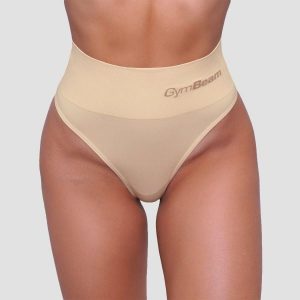 Figi damskie brazylijskie bezszwowe beżowe 2Pack. Brązowe figi GYMBEAM, bez wzorów, z elastanu. Za 55,90 zł.
