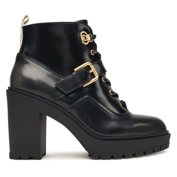 Trzewiki Liu Jo. Czarne botki Liu Jo, bez wzorów, bez obcasa, na słupku, bez zapięcia. Za 569,99 zł.