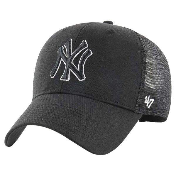 Czapka z daszkiem dla dorosłych MLB New York Yankees Branson MVP Cap. Czarne czapki 47 Brand, bez wzorów, z bawełny, sportowe. Za 99,99 zł.