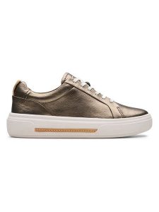 Clarks Skórzane sneakersy "Hollyhock Walk" w kolorze złotym rozmiar: 37,5. Żółte trampki Clarks, bez wzorów, bez zapięcia. Za 245,96 zł.
