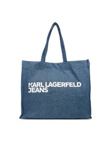 Karl Lagerfeld Jeans Torebka A3W50069 Niebieski. Niebieskie shopper bag Karl Lagerfeld Jeans, bez wzorów, z jeansu, bez dodatków. Za 189,99 zł.