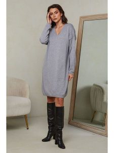 Joséfine Sukienka "Ibrany" w kolorze szarym rozmiar: M. Szare sukienki Joséfine, m, bez wzorów, z kaszmiru, bez kołnierzyka, bez ramiączek, mini. Za 152,99 zł.
