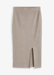 Spódnica dzianinowa z lejącej mieszanki wiskozy. Szare spódnice bonprix, bez wzorów, z dzianiny, eleganckie. Za 114,99 zł.