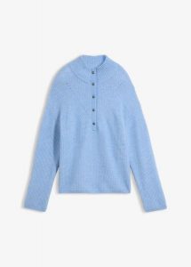 Sweter wełniany oversize z domieszką wełny alpaki. Niebieskie swetry klasyczne bonprix, z wełny, bez kołnierzyka. Za 299,99 zł.