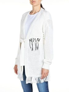 Replay Kardigan w kolorze białym rozmiar: S. Białe kardigany Replay, z bawełny. Za 270,44 zł.