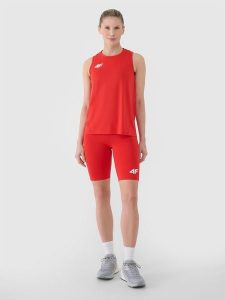 4F Legginsy kolarki treningowe damskie - czerwone XS. Czerwone legginsy 4f, bez wzorów, z dzianiny. Za 109,99 zł.