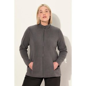 Damskie Bluza polarowa system modułowy do wpinania z recyklingu. Szare bluzy Ulla Popken, plus size, bez wzorów, z materiału, bez kaptura. Za 195,99 zł.