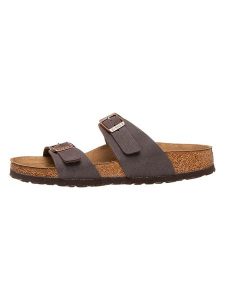 Birkenstock Klapki "Sydney" w kolorze brązowym rozmiar: 36. Brązowe klapki Birkenstock, bez wzorów, z otwartym noskiem, bez obcasa. Za 113,63 zł.